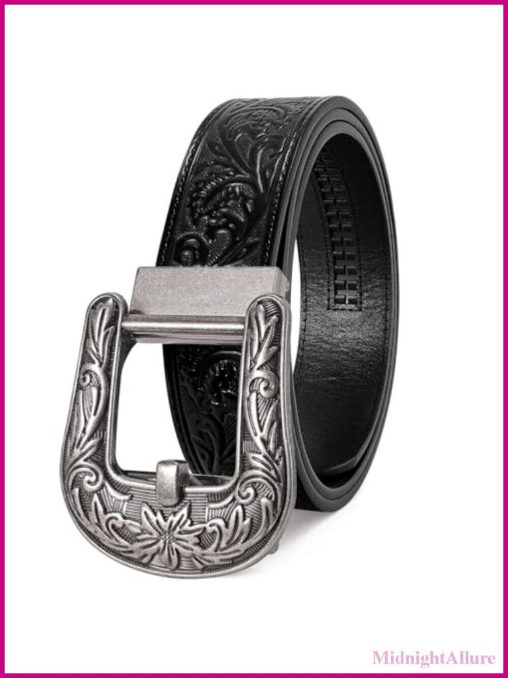 Western Cowboy Ratchet Belt Leather Automatic Buckle Adjustable